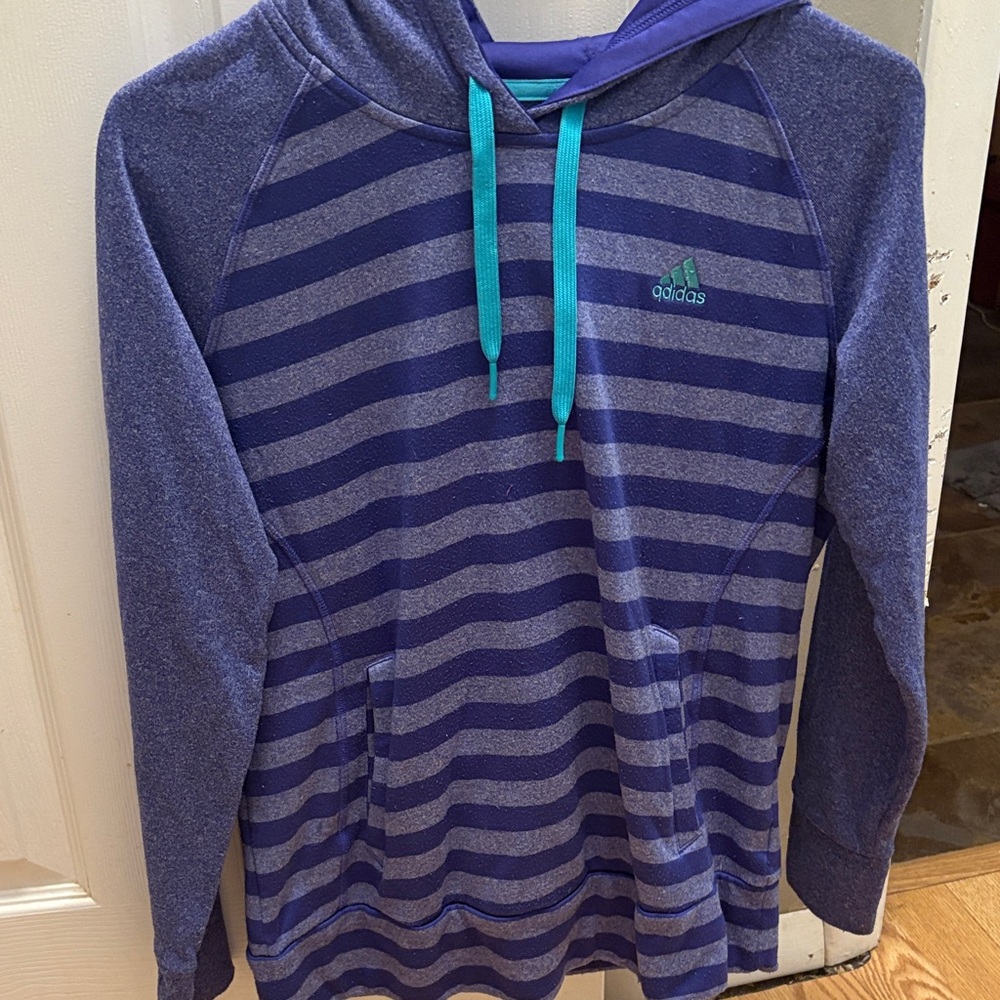 Adidas Purple and Gray Striped Hoodie